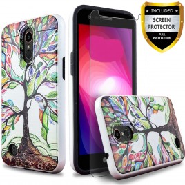 LG K20 Plus, LG K20 V, LG V5, LG K10 2017 Case, 2-Piece Style Hybrid Shockproof Hard Case Cover with [Premium Screen Protector] Hybird Shockproof And Circlemalls Stylus Pen (Tree)